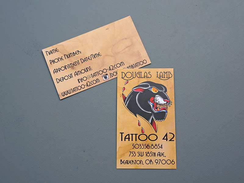 Doug Lamb Business Cards Tattoo Artist Tattoo42 Beaverton