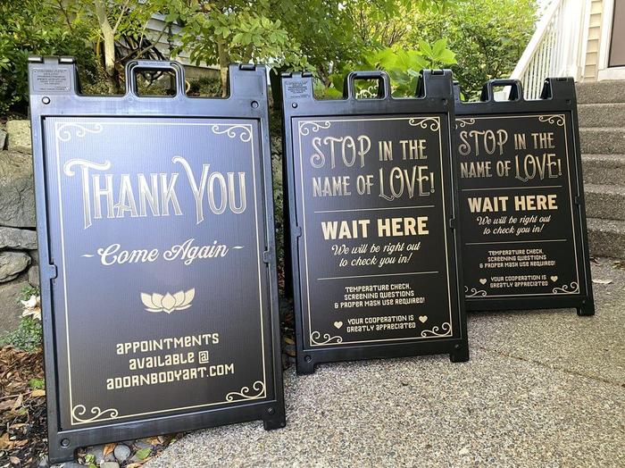 Adorn Bodyart Piercing Black Signicade Vancouver Washington - banners & a-boards