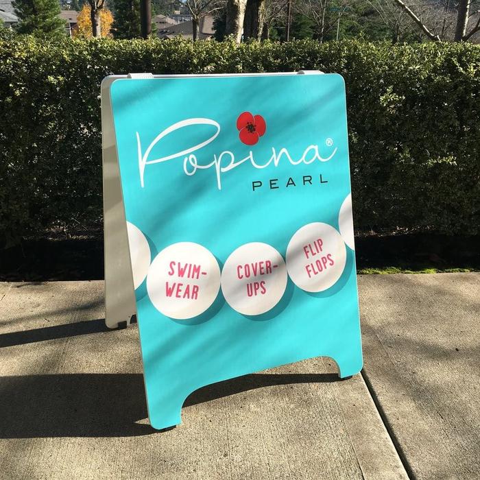 Popina Swimwear Wood Aboard Flex Hinges Pearl District Nw Portland 1 - banners & a-boards