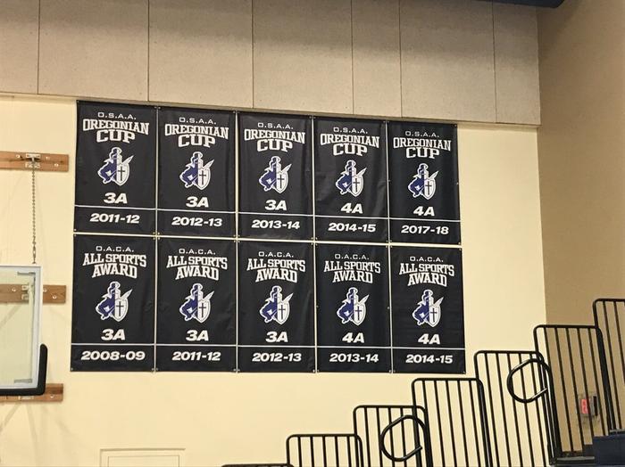Valley Catholic High School Gymnasium Championship Banners Beaverton - banners & a-boards