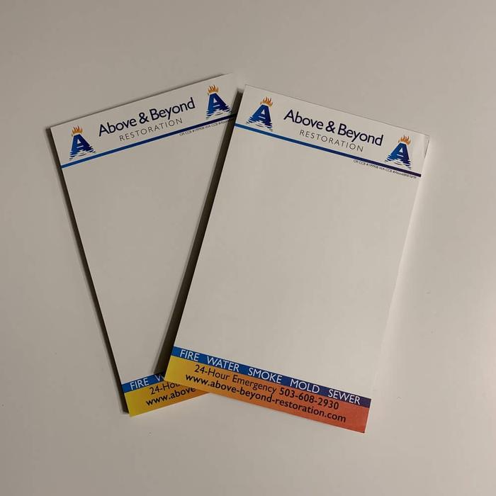 Above Beyond Restoration Custom Notepads Oregon 1 - business cards & paper products
