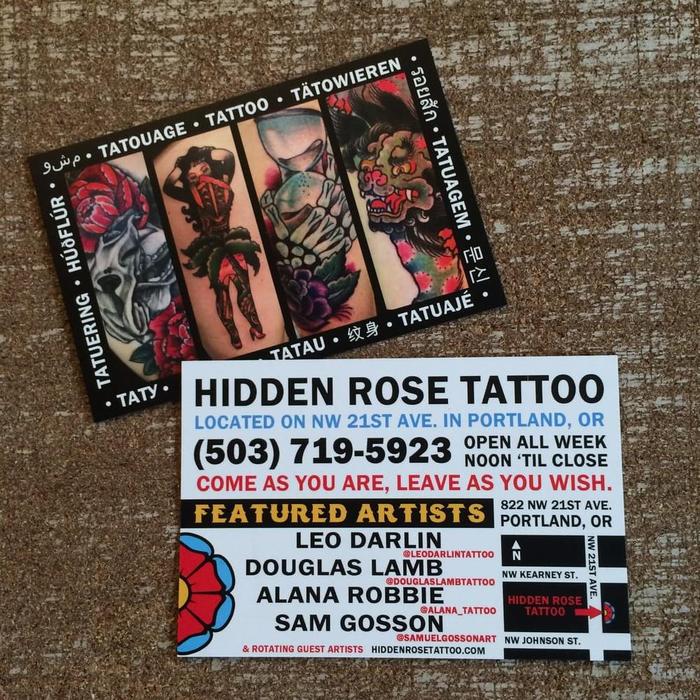 Hidden Rose Tattoo Matte Finish Postcard Nw Portland 1 - business cards & paper products