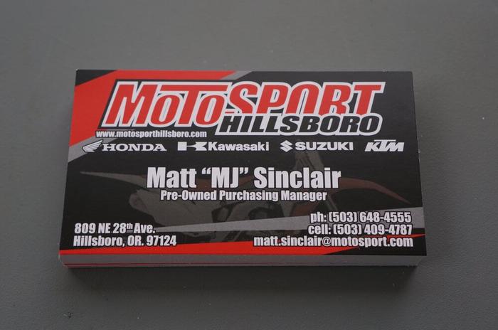 Motosport Hillsboro Matte Finish Business Cards Oregon - business cards & paper products