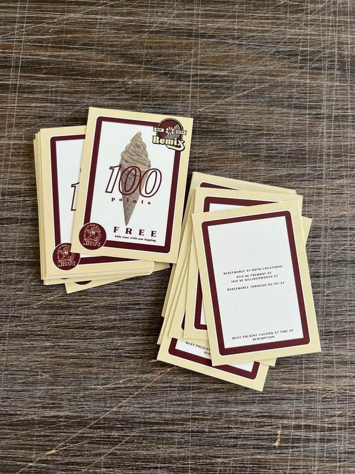Nicos Ice Cream Portland Trailblazerrs Free Scoop Cards - business cards & paper products