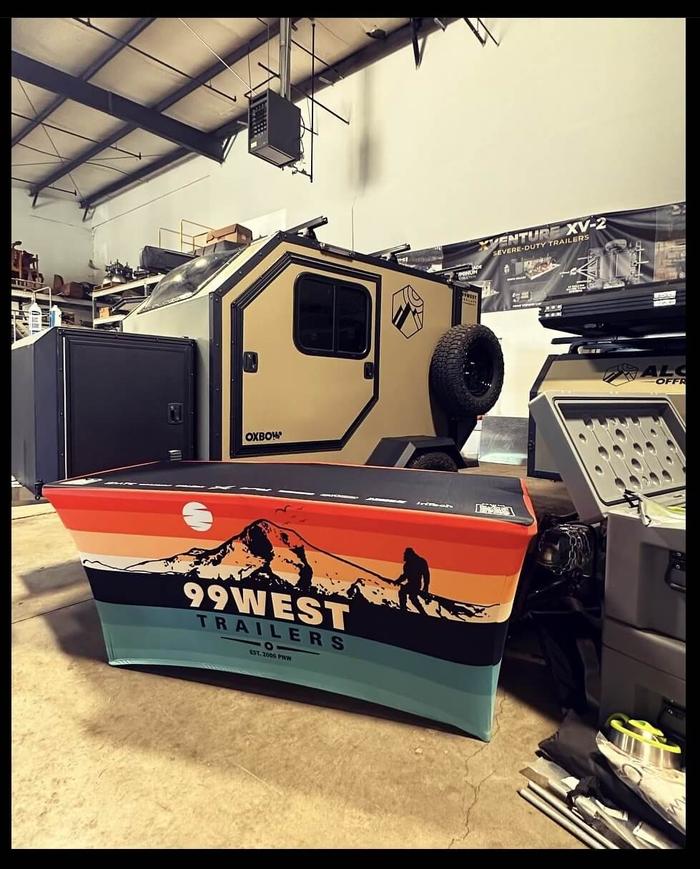 99West Full Color Printed 6Ft Stretch Tablecloth Sherwood - dye sublimated