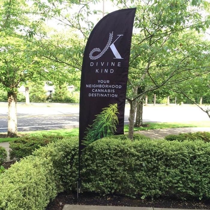 Divine Kind Cannabis Dispensary Double Sided Promotional Feather Flag 1 - dye sublimated