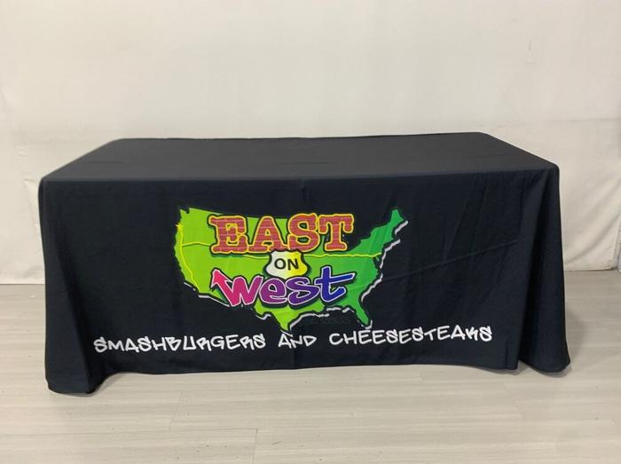 East On West 6Ft Printed Drape Style Tablecloth 1 - dye sublimated