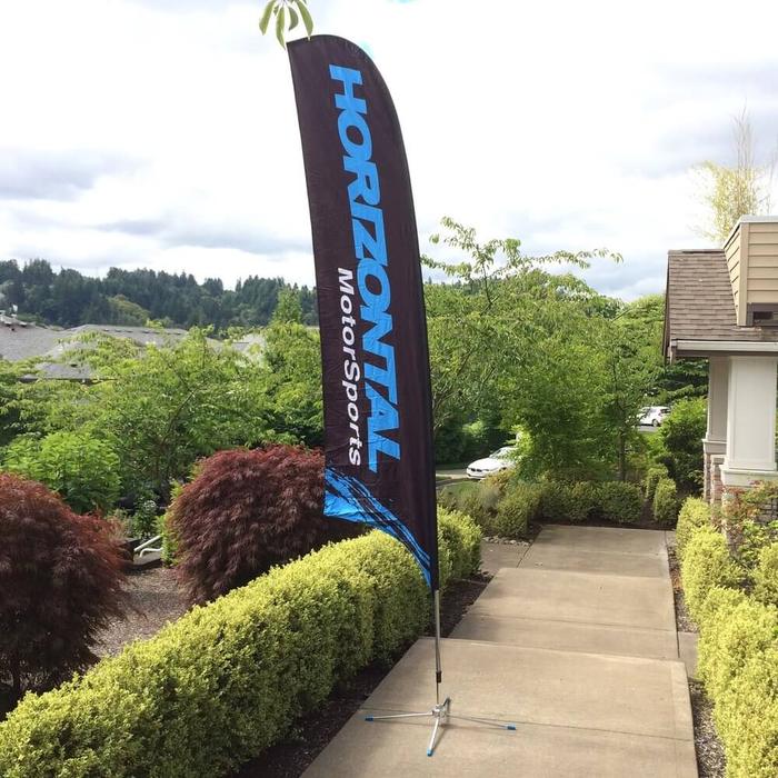 Horizontal Motorsports Feather Flag Double Sided 1 - dye sublimated