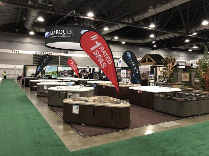 Marquis Spa Tradeshow Booth Setup 1 - dye sublimated