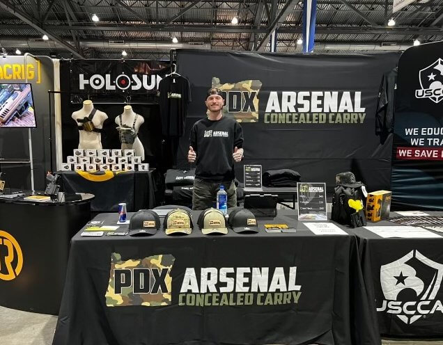 Pdx Arsenal Tradeshow Booth Setup - dye sublimated