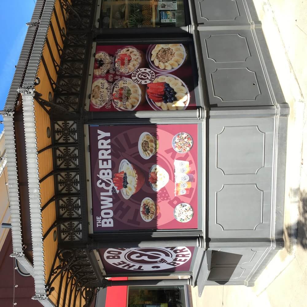 Bowl And Berry Printed Food Kiosk Windows Bridgeport Village - outdoor & retail signs