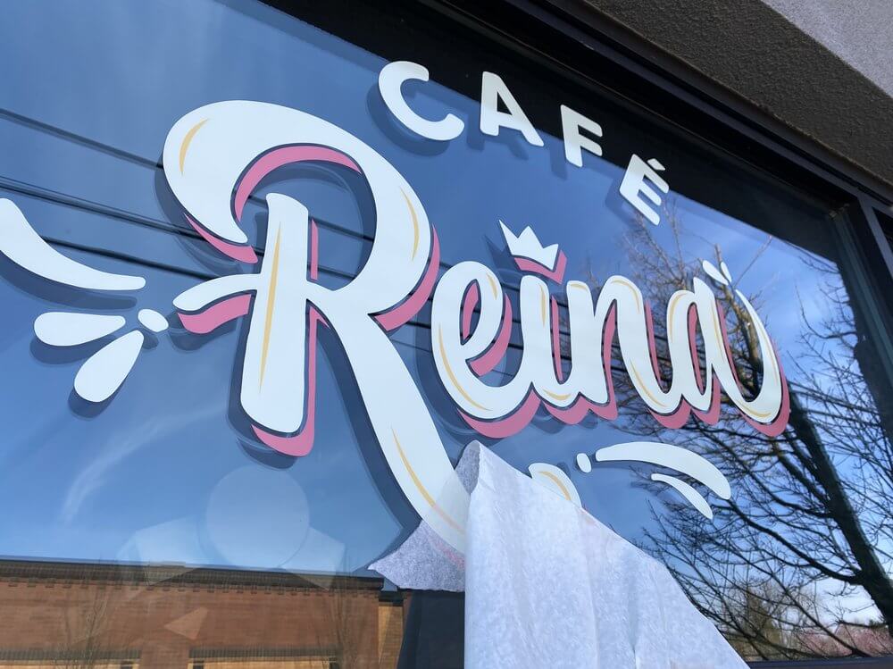 Cafe Reina Printed Die Cut Storefront Graphics Portland - outdoor & retail signs