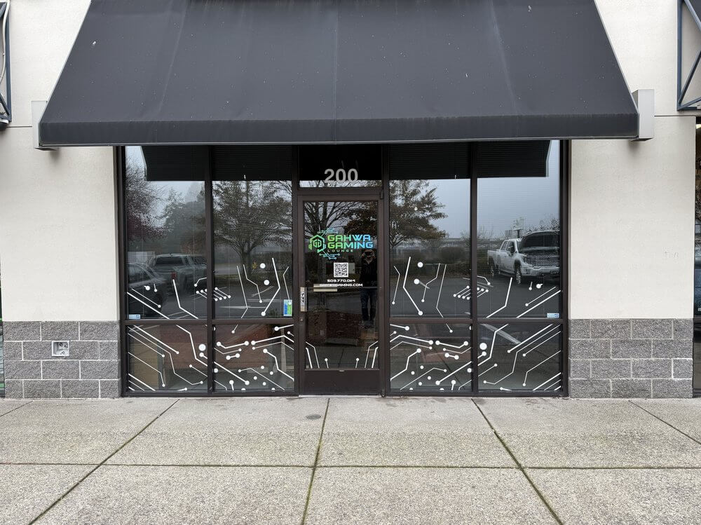 Gahwa Gaming Printed Die Cut Storefront Window Graphics Cedar Hills - outdoor & retail signs
