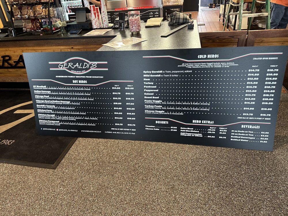 Geraldis Mcminnville 3Mm Sintra Pvc Indoor Menu Boards - outdoor & retail signs