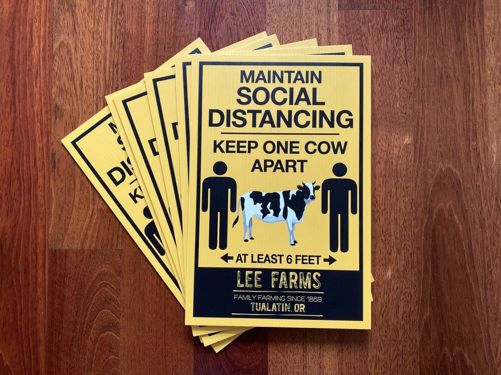 Lee Farms Corex Social Distancing Signs Tualatin - outdoor & retail signs