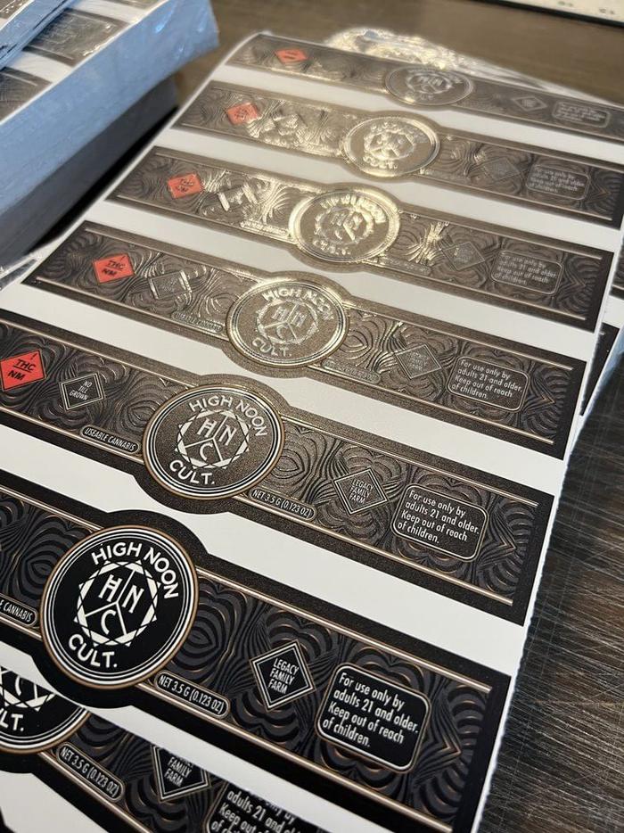 High Noon Custom Printed Embossed Labels - product labels & packaging