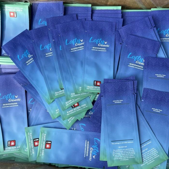 Lofty Growers Hash Rosin Pod Printed Pouches - product labels & packaging