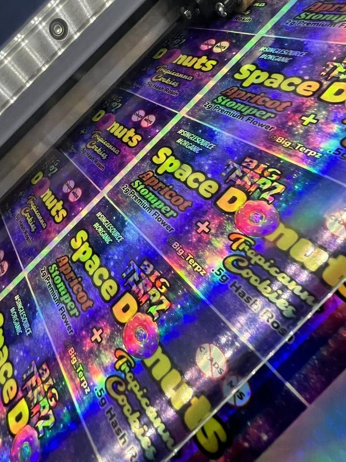 Space Donuts Holographic Labels - product labels & packaging