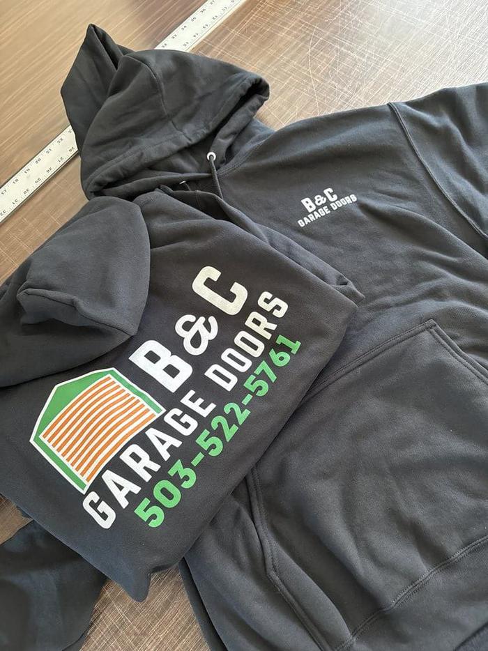 Bc Garage Doors Custom Hoodies - screen printing & apparel
