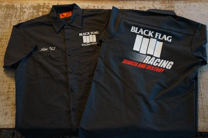 Black Flag Racing Printed Dickies Shop Shirts - screen printing & apparel
