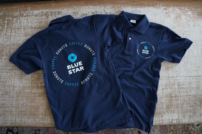 Blue Star Donuts Screenprinted Staff Polos Portland - screen printing & apparel
