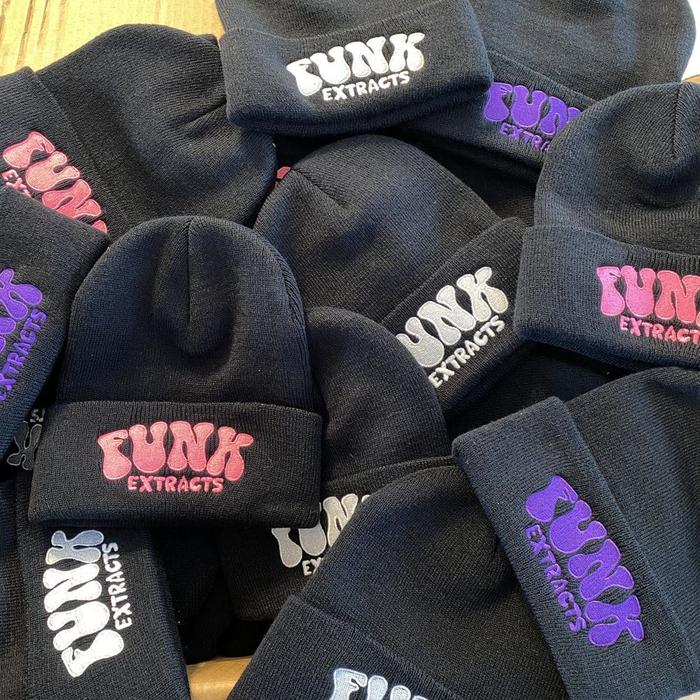 Funk Extracts Custom Embroidered Promotional Beanies - screen printing & apparel