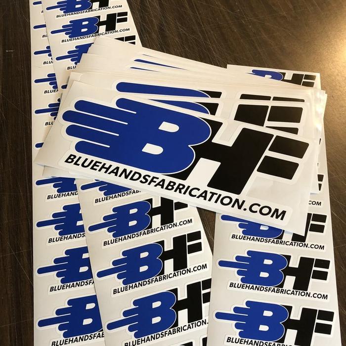 Blue Hands Fab Promotional Outdoor Stickers - custom stickers & decals